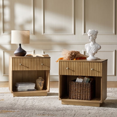 Modern Dark Walnut Nightstand with Integrated Charging