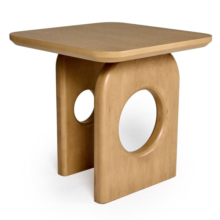 Modern End Table with Architectural Silhouette and Open Pedestal Base