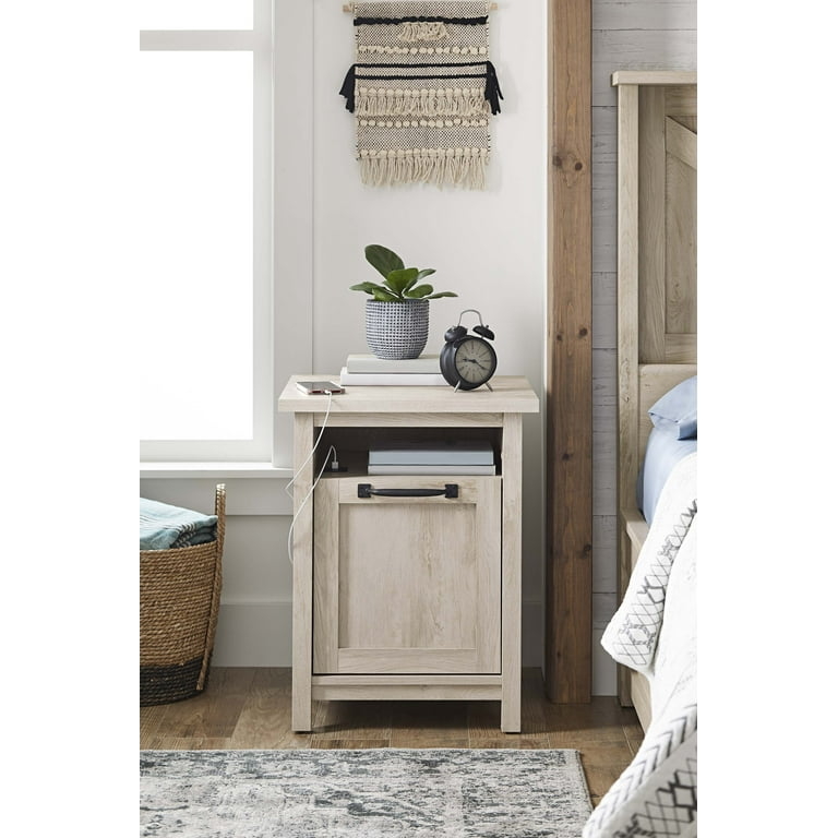 Modern Farmhouse Nightstand with USB and X-Brace Sides