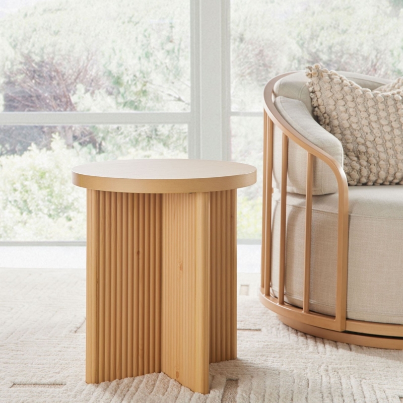 Modern Farmhouse Side Table with Chunky Block Legs