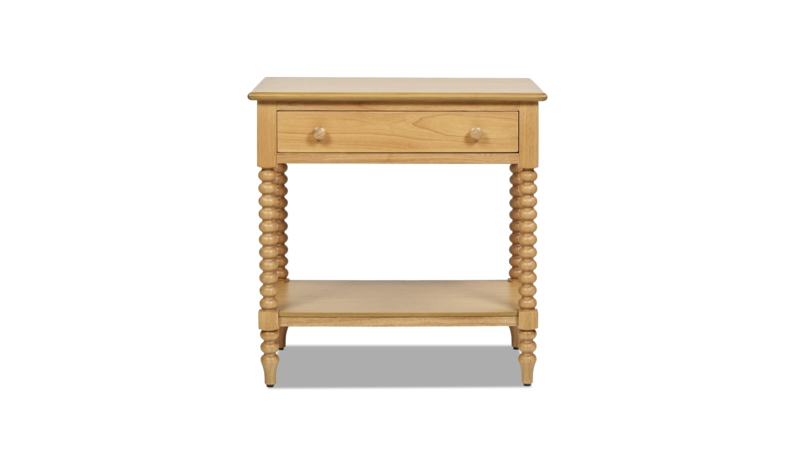 Modern Farmhouse Side Table with Turned Legs and Drawer