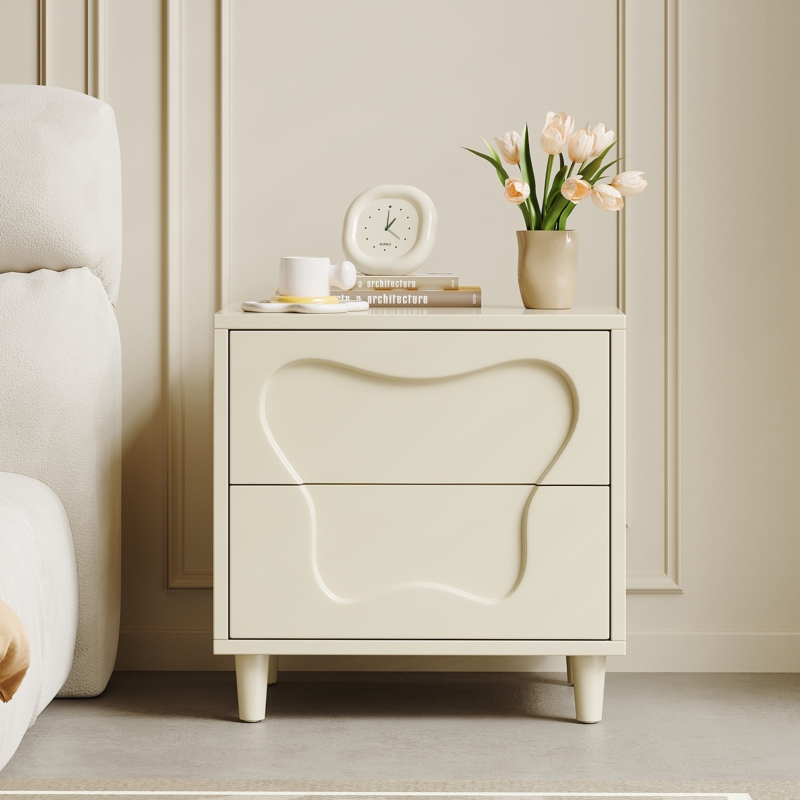 Modern Fluted Nightstand with Gold Legs and Bar Pulls