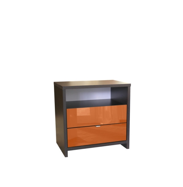 Modern High Gloss White Dresser, Two-Tone Handleless Six-Drawer Design