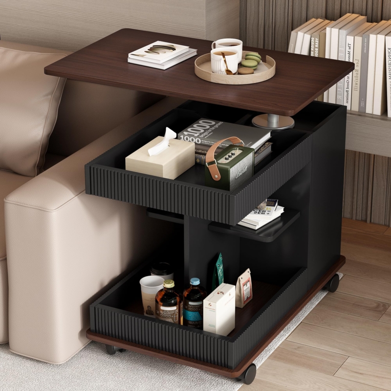Modern Industrial Lift-Top End Table with Adjustable Height Feature