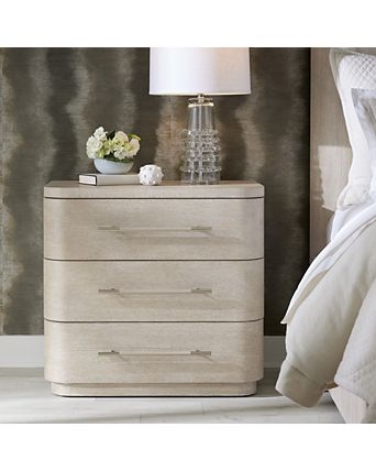 Modern Ivory Nightstand with Reeded Fronts and Slim Pulls