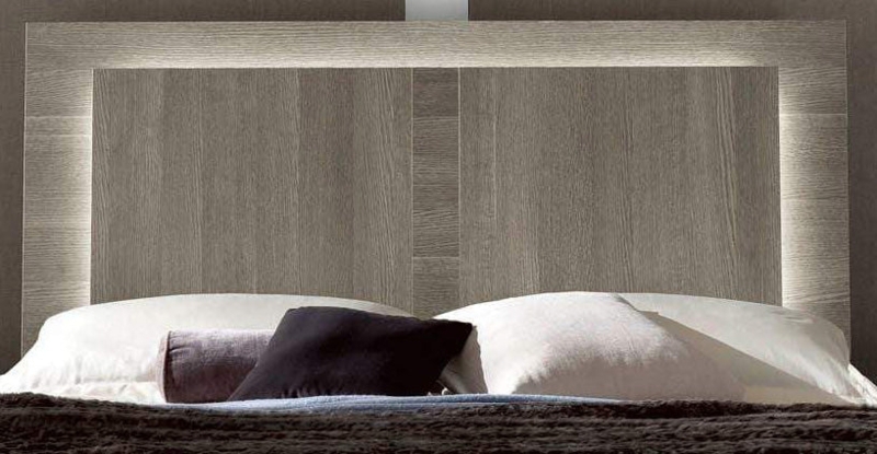 Modern Luxury Headboard with High-Gloss Wood Finish and LED Strip