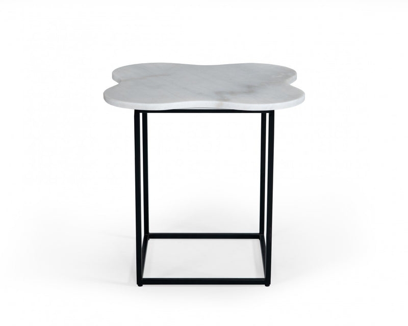 Modern Marble End Table Free Form Tripod Base Minimalist