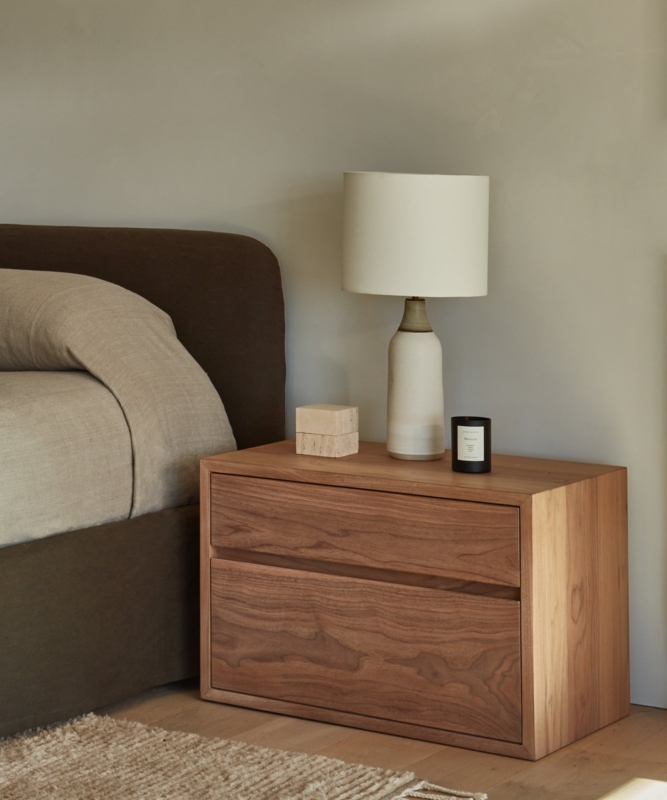 Modern Nightstand featuring Open Top Cubby and White Drawer