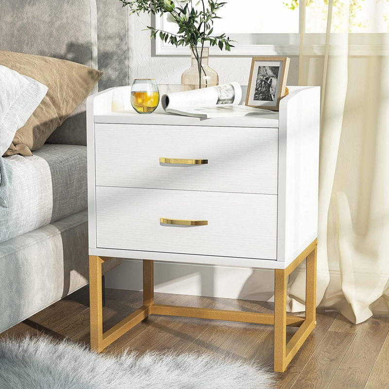 Modern Nightstand with Fluted Drawer Fronts and Tapered Legs