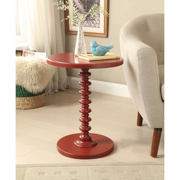 Modern Round Side Table featuring Raised Tray Rim and Pedestal Base