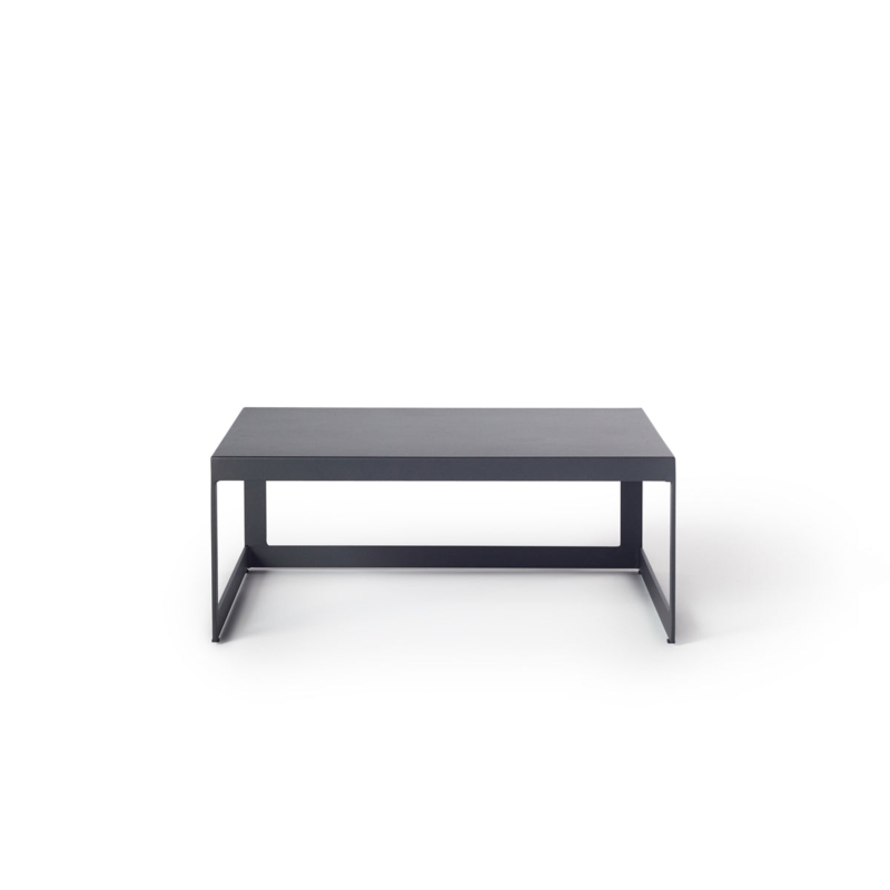 Modern Square Coffee Table Stone Like Plinth Base Matte