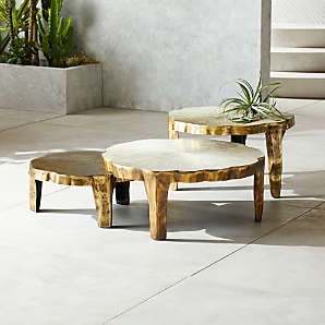 Modern Stone-Top Nesting Tables White Round Tripod Set
