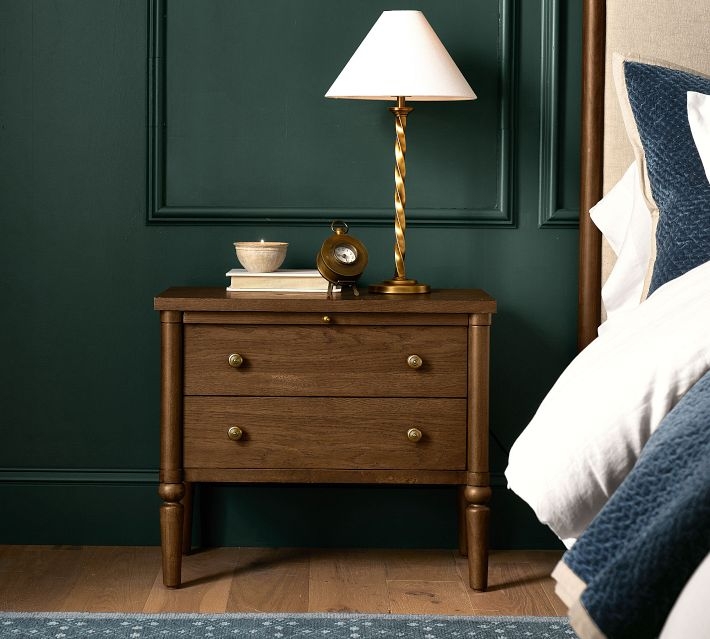 Modern Traditional Nightstand in Espresso Finish with Tapered Legs