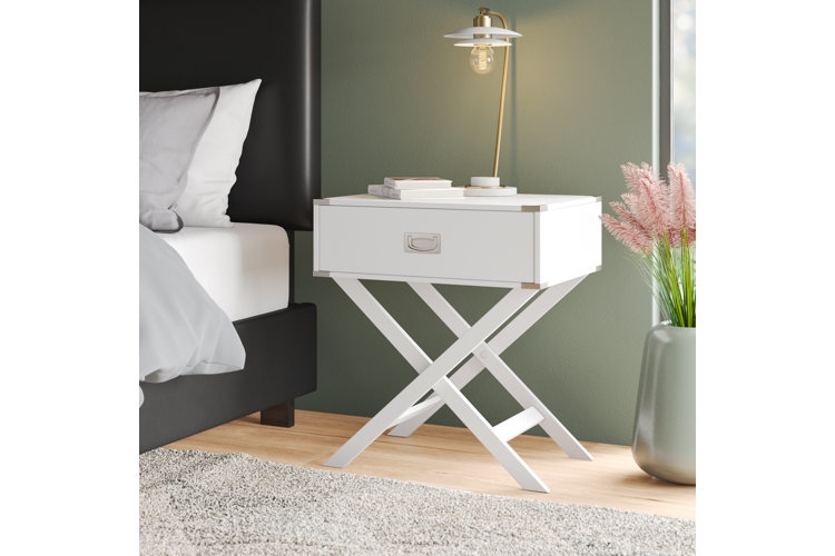 Modern White Pedestal Side Table with Round Top