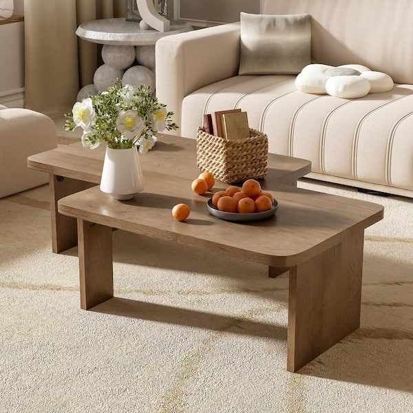 Modular Wood Plinth Coffee Table, Scandinavian Style