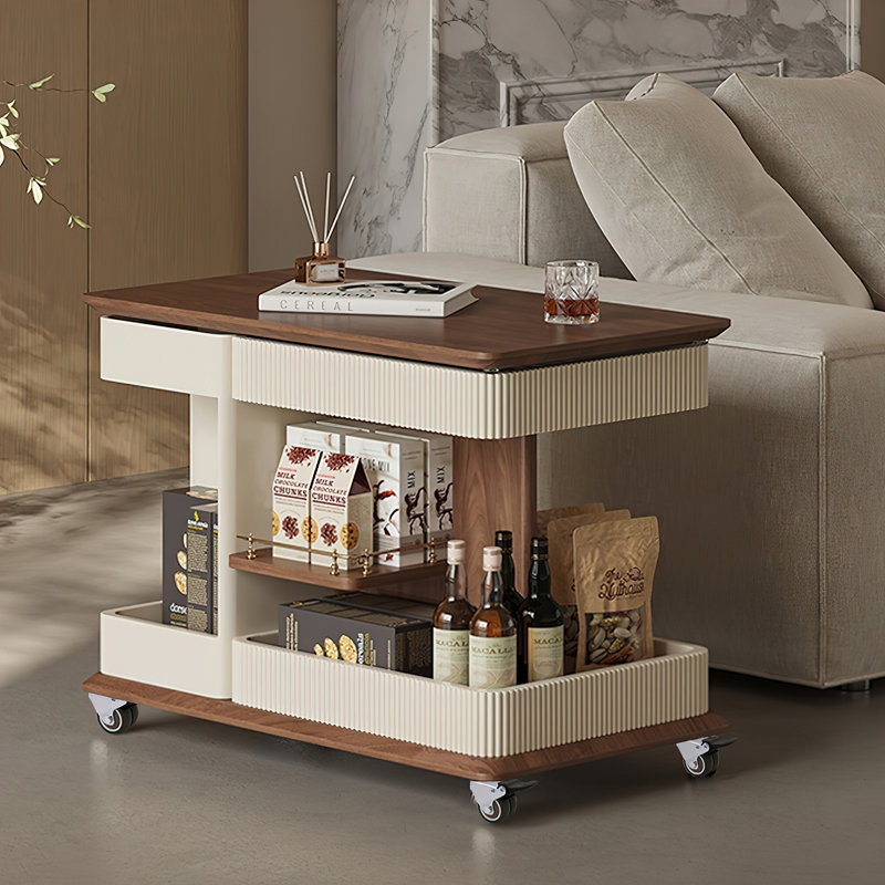 Multi-functional Lift Top Coffee Table, Locking Casters & Walnut Finish