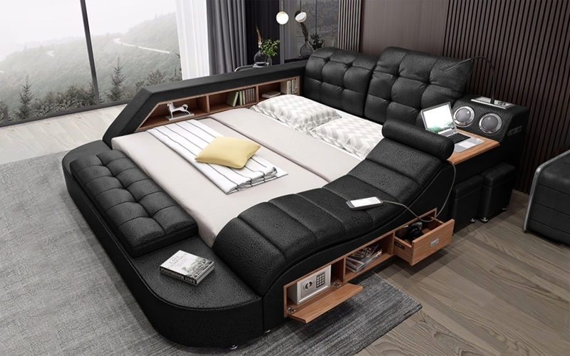 Multifunctional Bed Integrated Massage Chair Built-In Desk
