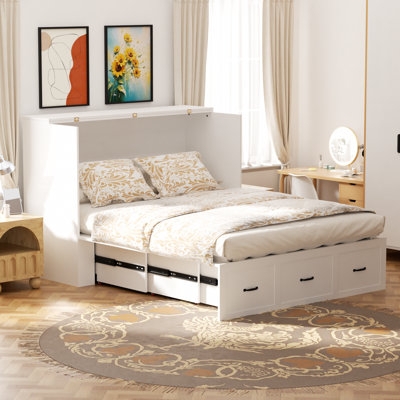 Murphy Bed Horizontal Orientation with Integrated Drawers Cabinet
