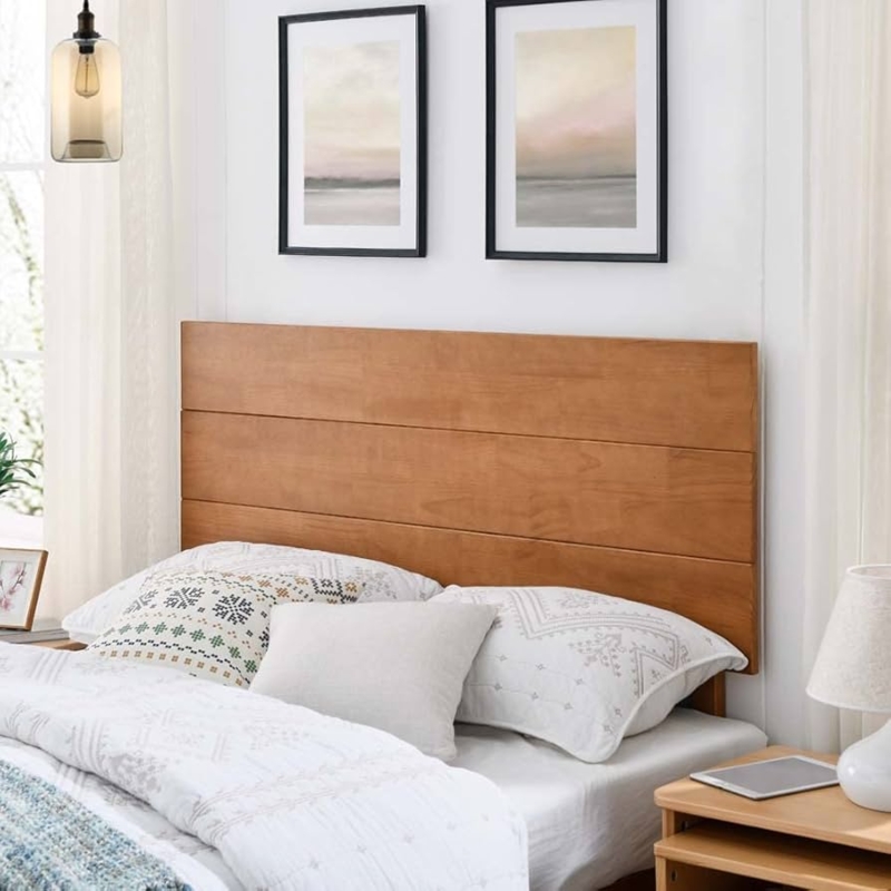 - MUSEHOMEINC Solid Wood Headboard for Queen/King Size Bed with  Flat Panel Design, Match with Our Floating Bed Frame, Teak, Queen/King  (Queen)