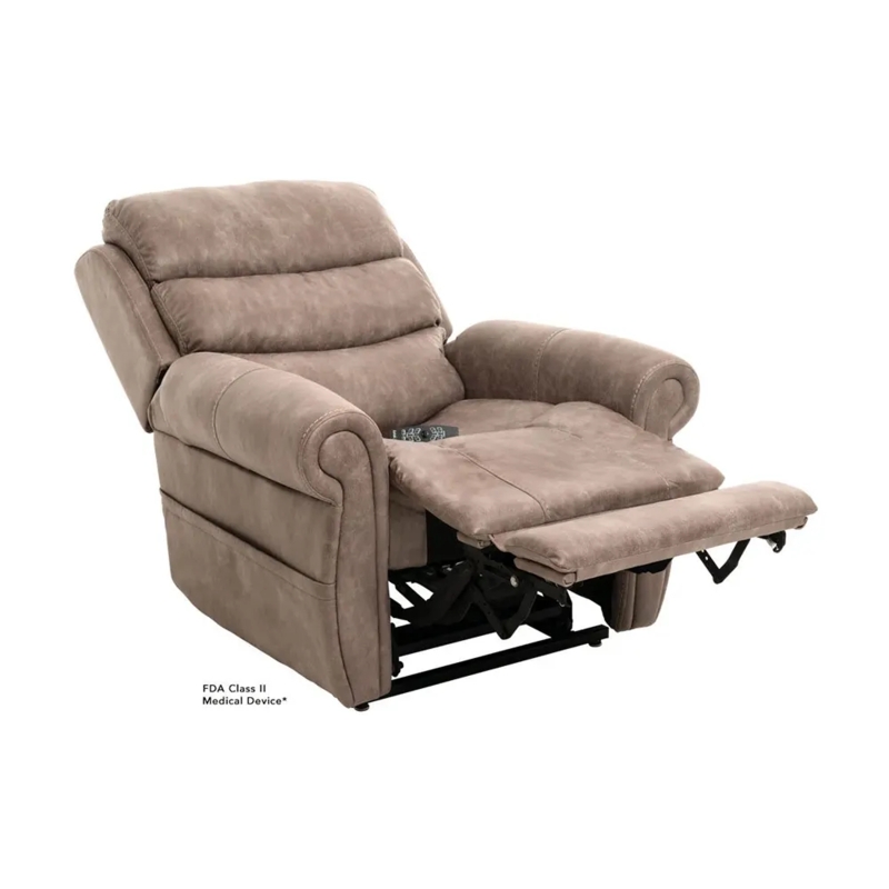 Mushroom Upholstered Power Lift Recliner with Flared Armrests