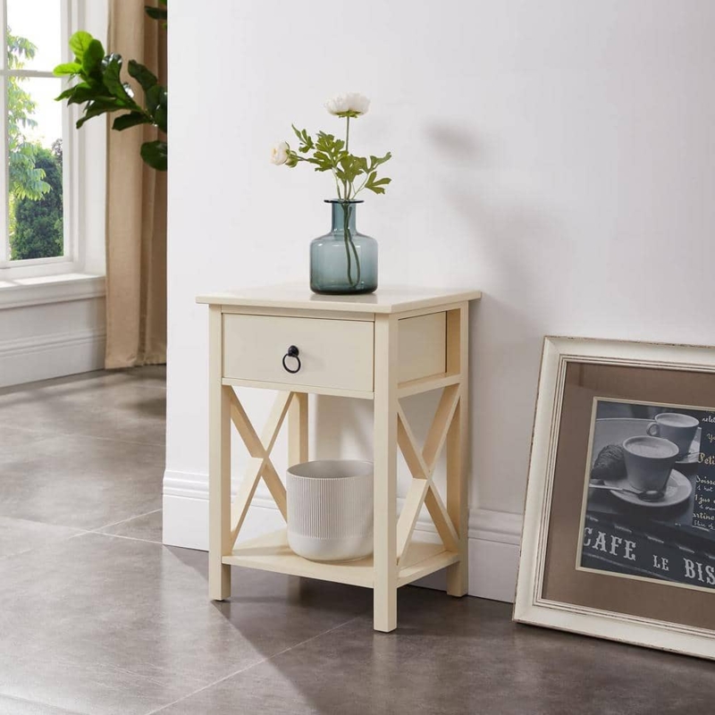 Narrow End Table featuring Three-Tier Storage with Drawer
