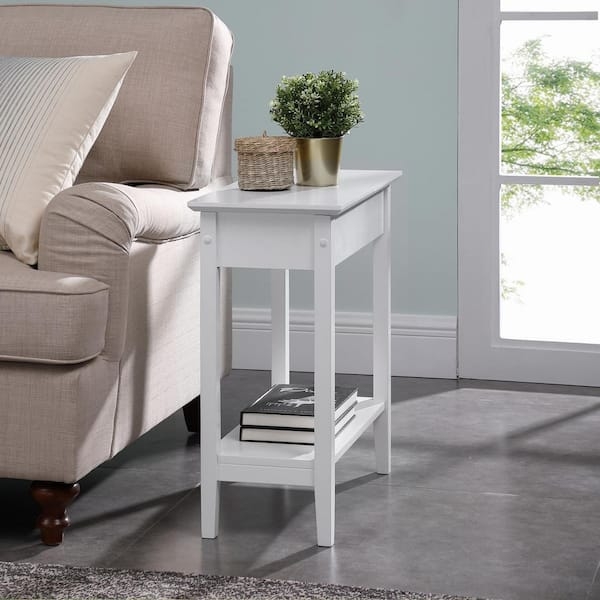 Narrow End Table Flip Top Hidden Storage Functional Design
