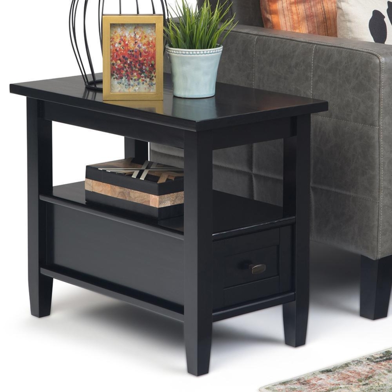 Narrow Side Table Distressed Gray Wood Shaker Style