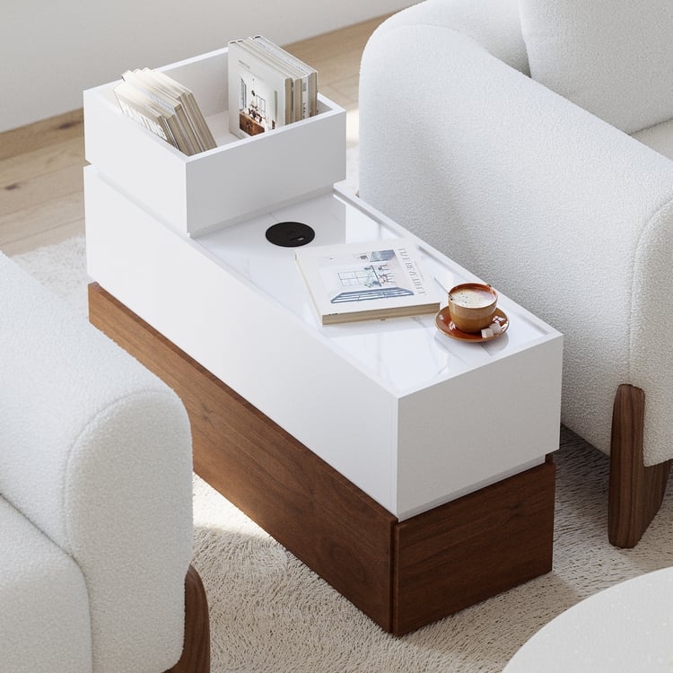 Narrow Side Table: Sintered Stone Top with USB Charging Ports