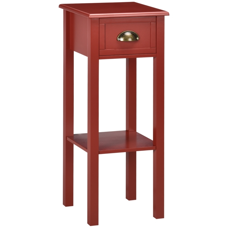 Narrow Side Table with Two-Tier Storage and Drawer for Small Spaces