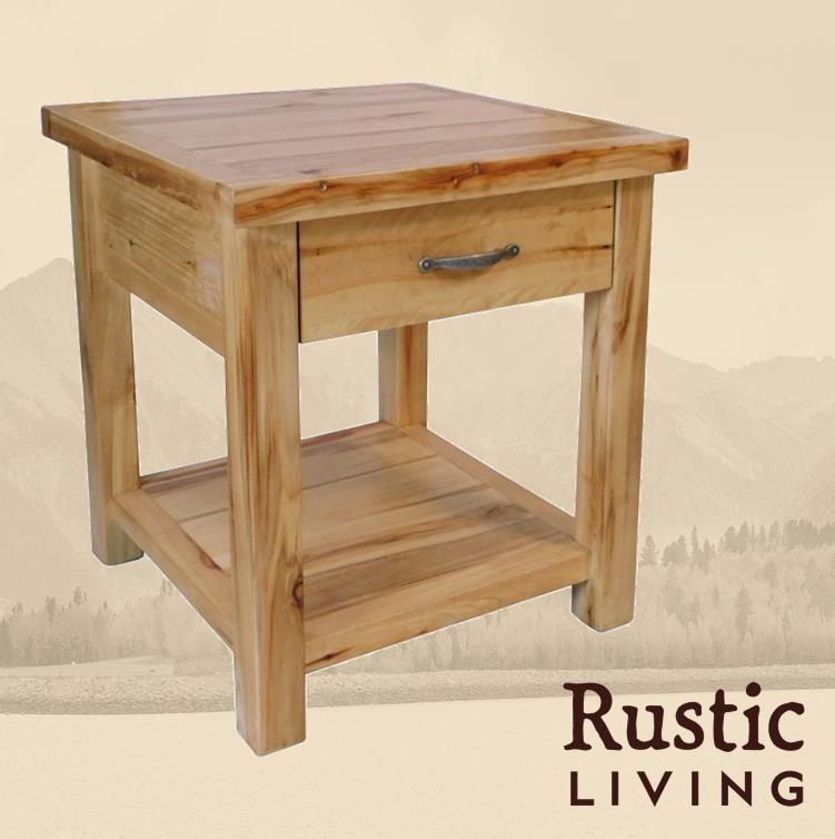 Narrow Weathered Wood End Table With Drawer And Ring Pull