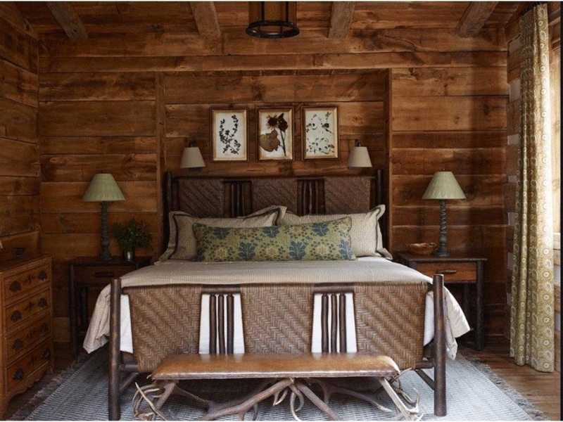 Natural Hickory Log Bed Frame Natural Bark Spindle Headboard Rustic