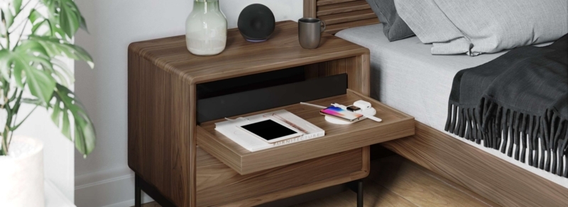 Natural Wood Grain Nightstand with Single Drawer and Open Lower Shelf