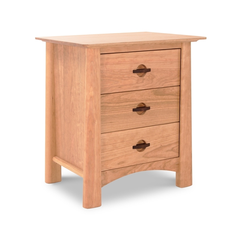 Natural Wood Shaker Nightstand featuring Unique Arched Side Aprons