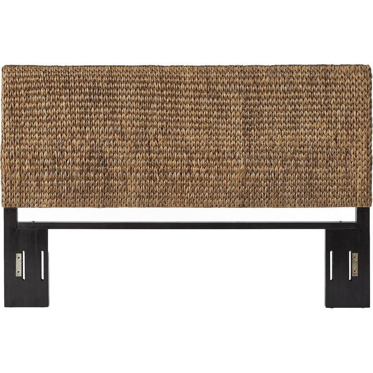 Natural Woven Water Hyacinth Headboard Chunky Braided Frame King Size