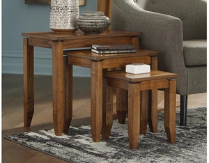 Nesting Accent Tables, Light Wood Tops, Slim Black Metal Frames