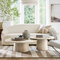 Nesting Coffee Table Set Cream Stone Look Staggered Heights