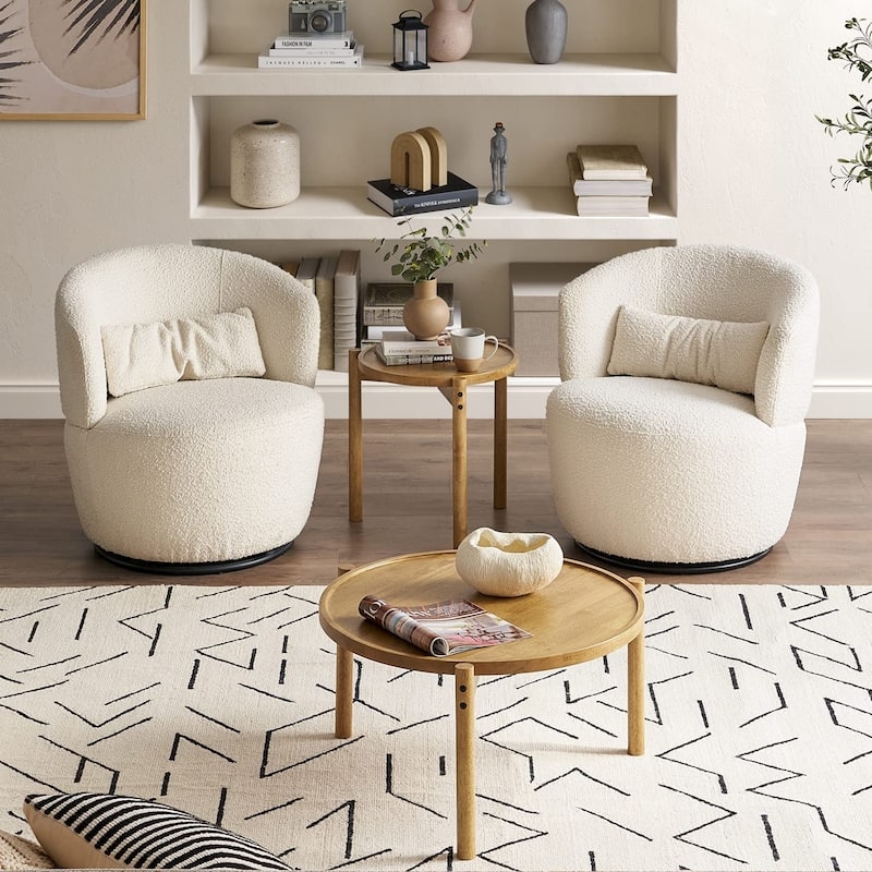 Nesting Coffee Table Set Tapered Tripod Legs Golden Brown Wood Boho