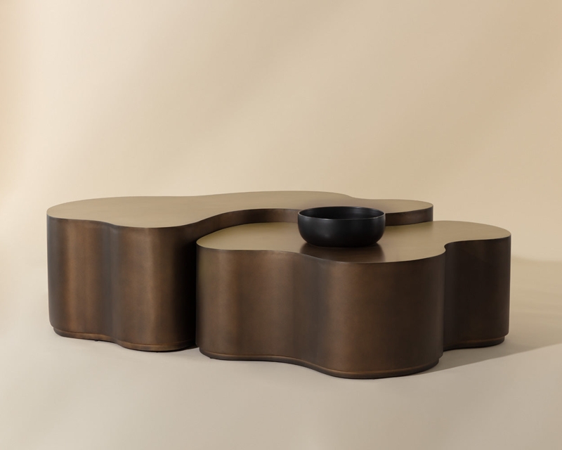 Nesting Coffee Tables Charcoal Gray Textured Tops X-Base