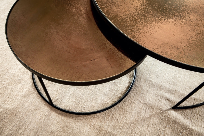 Nesting Coffee Tables Mixed Metal Finish Open Frame Set