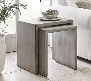 Nesting End Tables waterfall edge rectangular wood grain contemporary