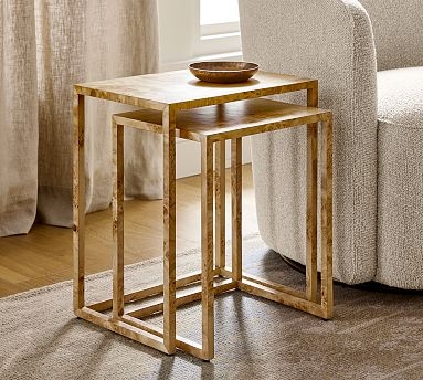 Nesting Side Tables burl wood grain waterfall silhouette organic modern