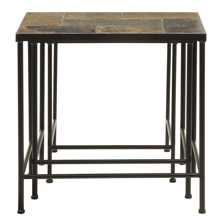 Nesting Tables Circular Silhouette Matte Black, Industrial Set.