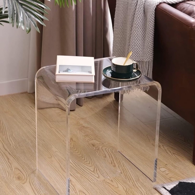 Nesting Tables Clear Acrylic Set with Waterfall Edges for Small Spaces