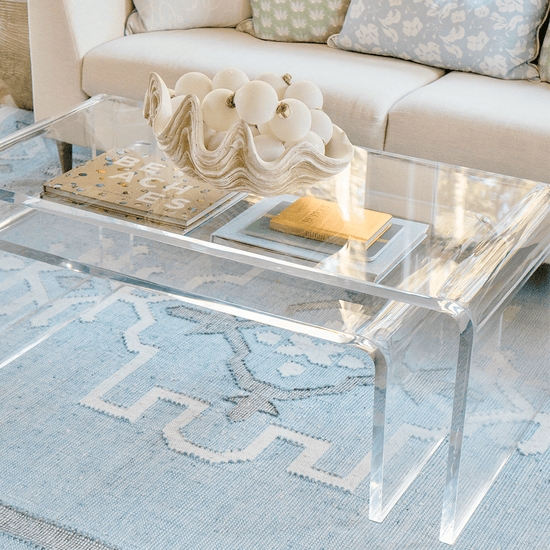 Nesting Tables Clear Acrylic Waterfall Edge Set of Three