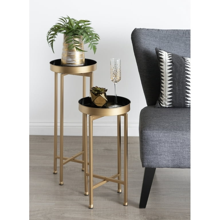 Nesting Tables Gold Cross Base With Black Tray Top
