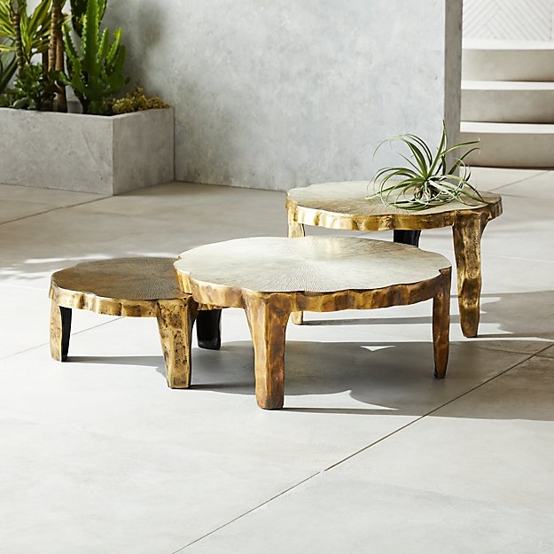 Nesting Tables Sunburst Textured Gold Organic Modern Outdoor Set