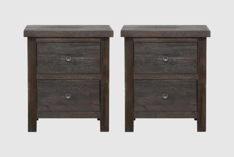 Nightstand 2-Drawer Block Silhouette Square Knobs Clean Lined Chest