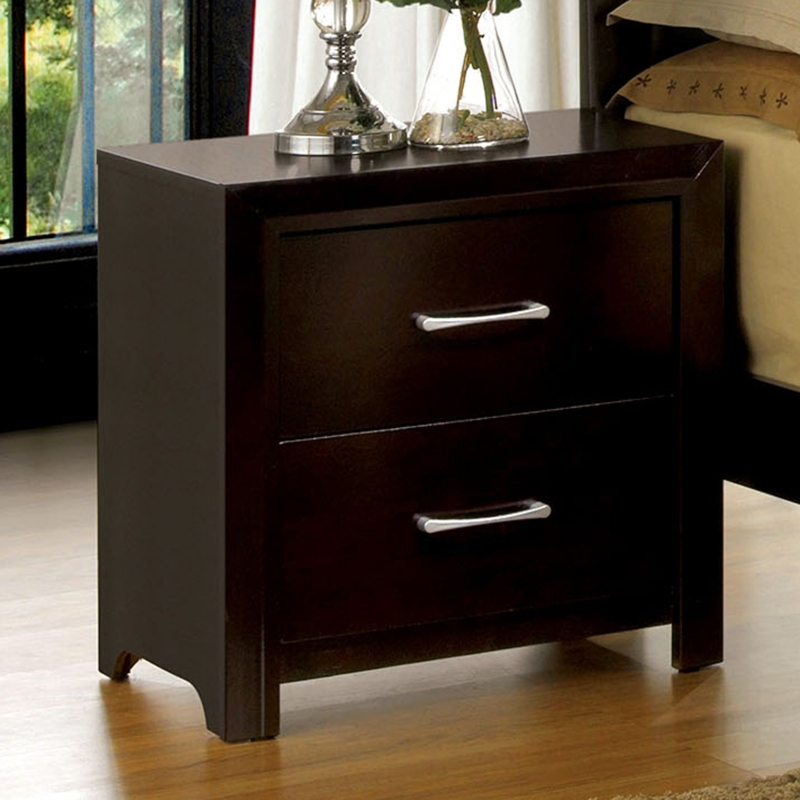 Nightstand 2-Drawer Horizontal Handles Straight Block Legs Minimalist