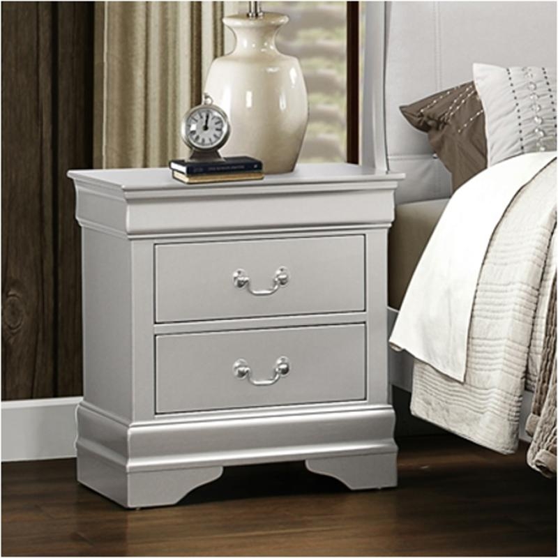 Nightstand, 2-Drawer Metallic with Sculptural Ribbed Texture