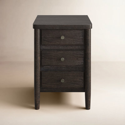 Nightstand, Bun Feet Weathered Cream Traditional Farmhouse Bedside Chest